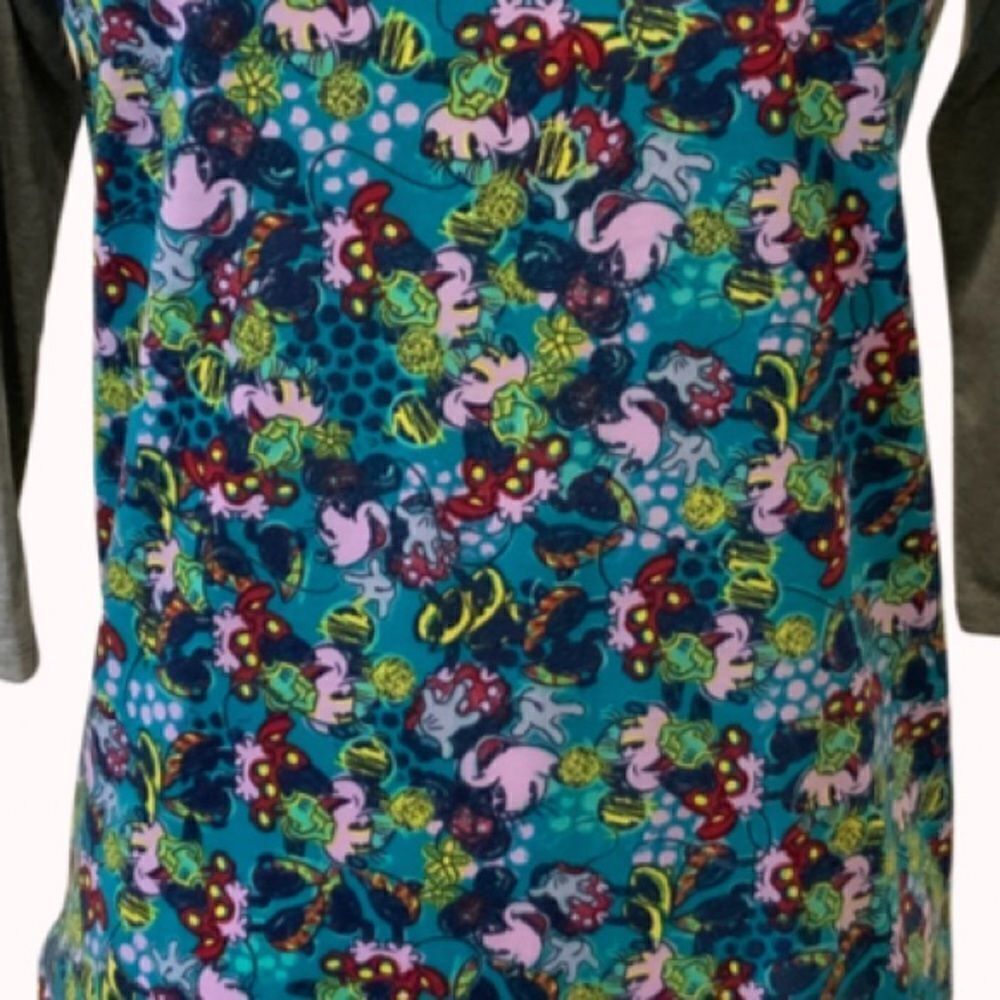 LuLaRoe Randy XS Minnie Mouse Multicolor Raglan Sleeve Baseball Top XS - Picture 3 of 11